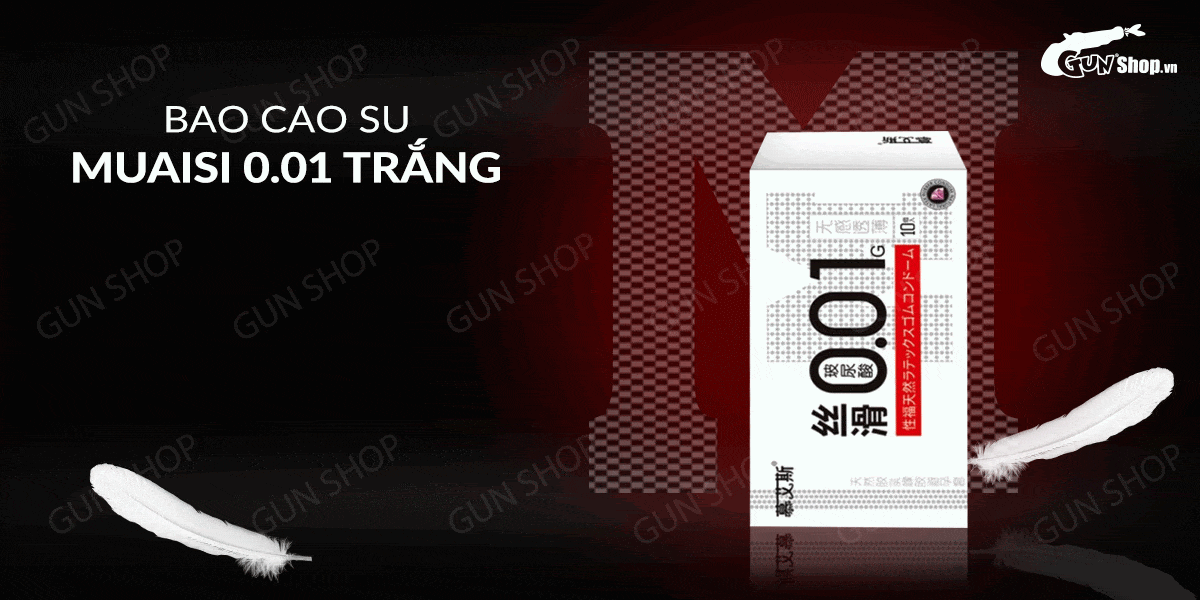 Bao cao su Muaisi 0.01 Trắng siêu mỏng 0.01mm Hộp 10 cái an toàn Bao cao su Muaisi 0.01 Trắng siêu mỏng 0.01mm Hộp 10 cái an toàn