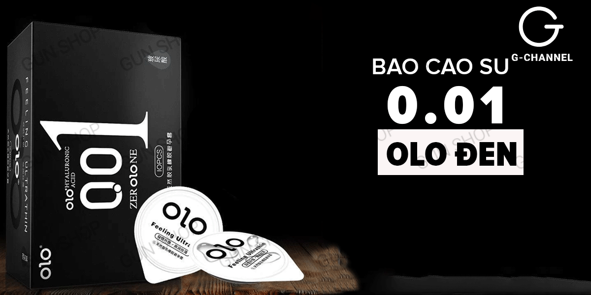 Bao cao su OLO 0.01 Đen siêu mỏng thơm vani Hộp 10 cái khuyến mãi