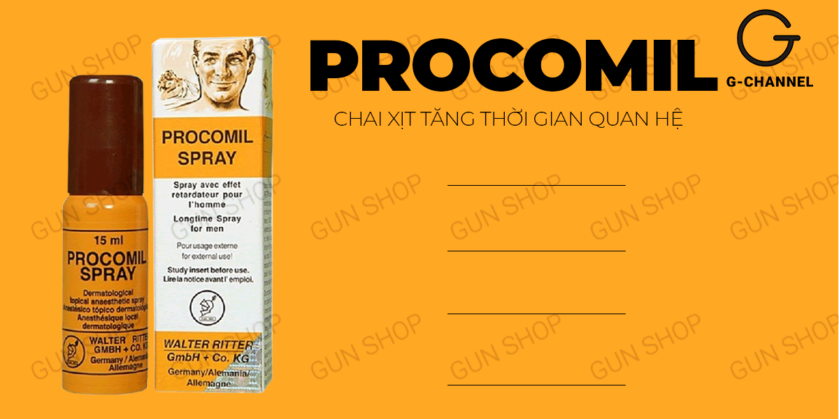 Chai xịt Procomil Đức 15ml kéo dài quan hệ siêu hiệu quả Chai xịt Procomil Đức 15ml kéo dài quan hệ siêu hiệu quả