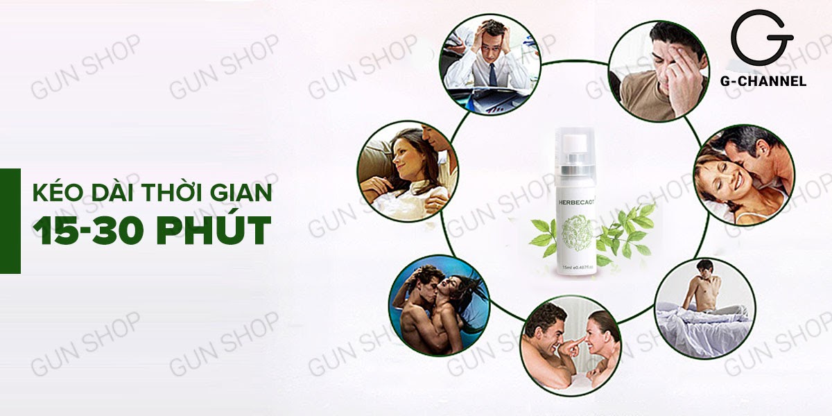 Chai xịt Herbecaot Đài Loan 15ml an toàn kéo dài thời gian Chai xịt Herbecaot Đài Loan 15ml an toàn kéo dài thời gian