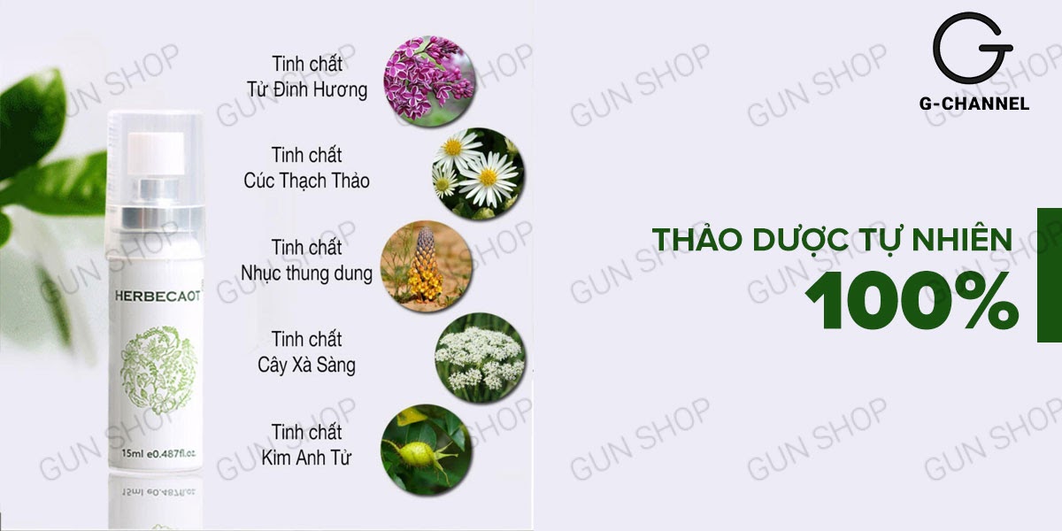 Chai xịt Herbecaot Đài Loan 15ml an toàn kéo dài thời gian Chai xịt Herbecaot Đài Loan 15ml an toàn kéo dài thời gian