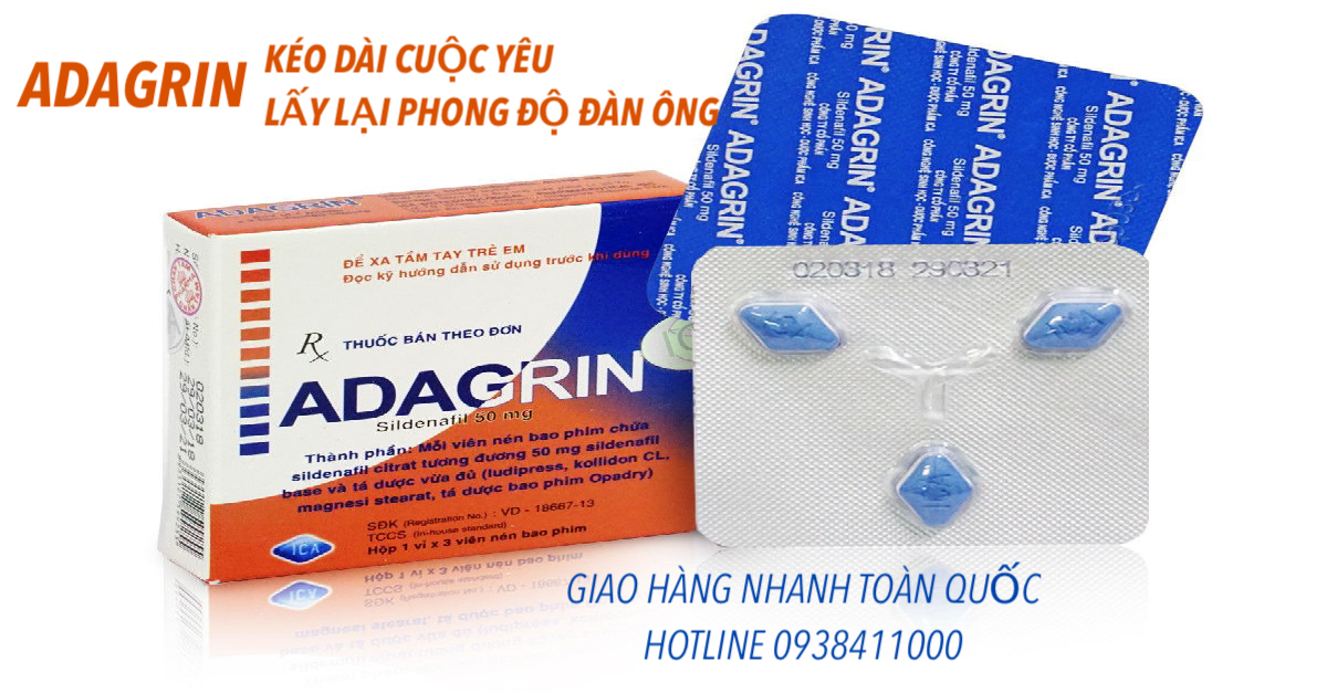 Viên uống Adagrin 50mg kéo dài thời gian, tăng cường sinh lý Nam