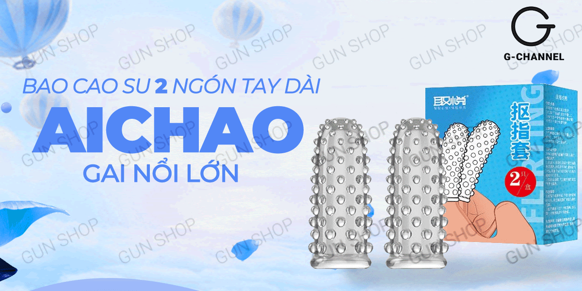 Bao cao su 2 ngón tay Aichao gai nổi lớn kích thích mạnh hàng chính hãng Bao cao su 2 ngón tay Aichao gai nổi lớn kích thích mạnh hàng chính hãng