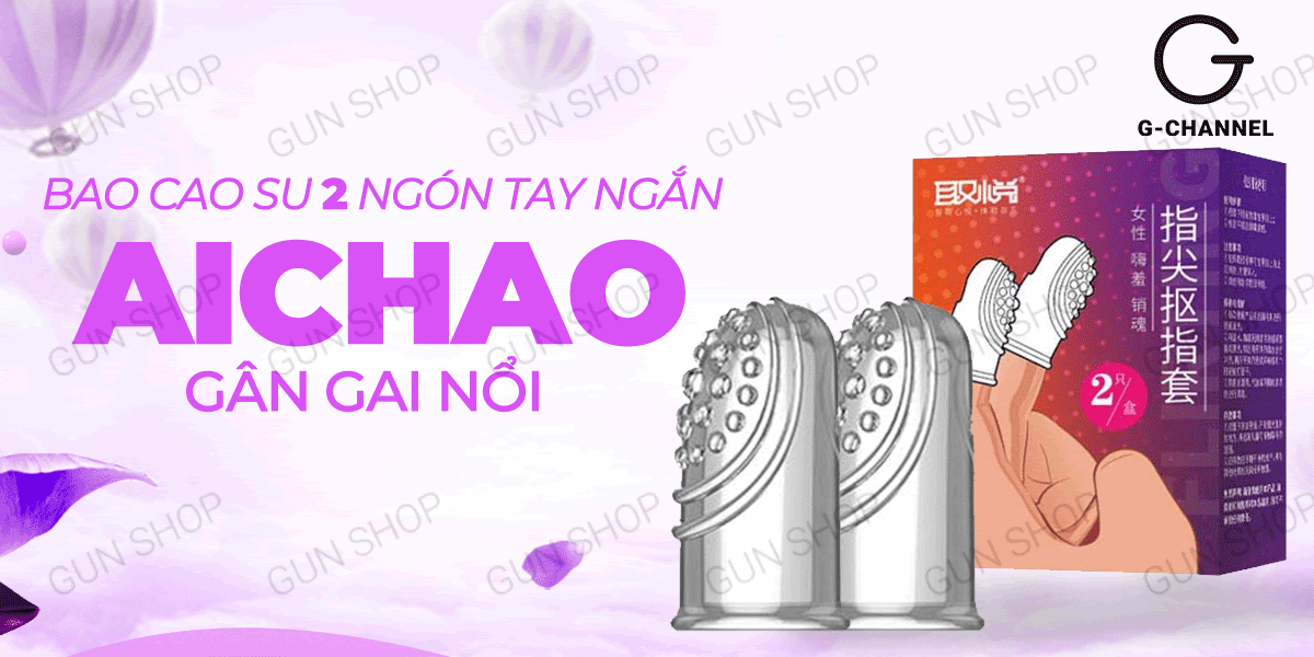 Bao cao su 2 ngón tay Aichao gân gai nổi hộp 2 cái kích thích thăng hoa Bao cao su 2 ngón tay Aichao gân gai nổi hộp 2 cái kích thích thăng hoa
