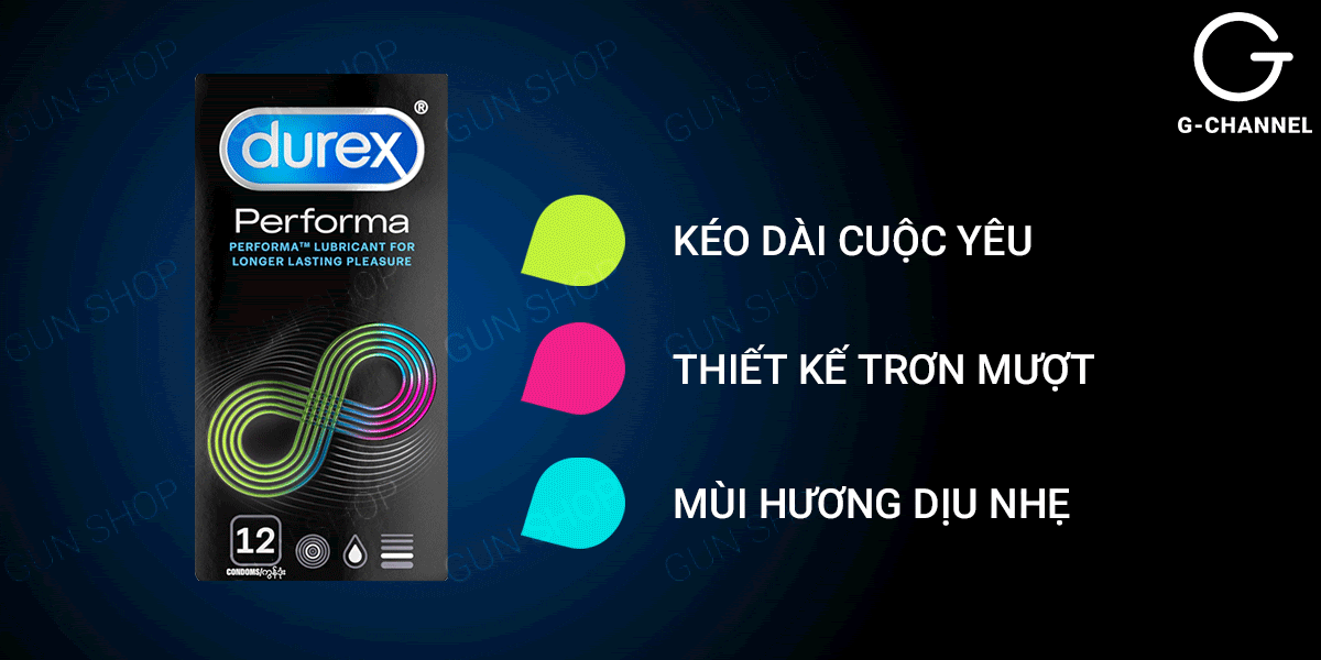Bao cao su Durex Performa chính hãng Kéo dài phong độ Hộp 12 Bao cao su Durex Performa chính hãng Kéo dài phong độ Hộp 12
