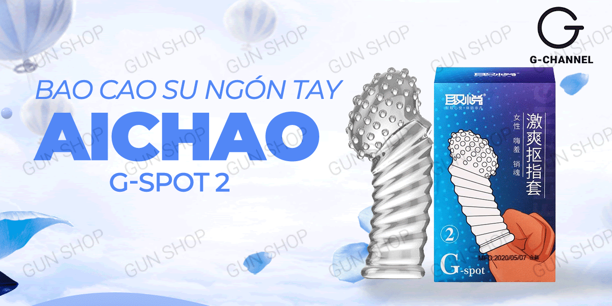 Bao cao su ngón tay Aichao G-spot 2 Gai nổi lớn kích thích Bao cao su ngón tay Aichao G-spot 2 Gai nổi lớn kích thích