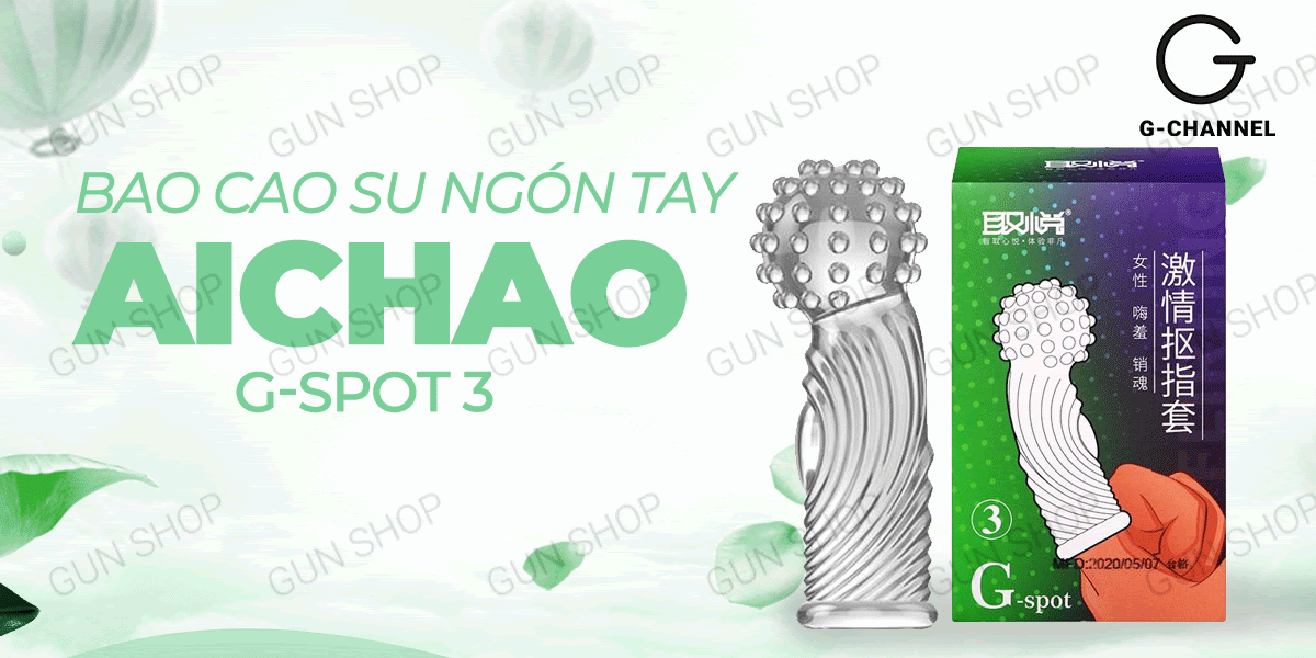 Bao cao su ngón tay Aichao G-spot 3 gai nổi tăng khoái cảm Bao cao su ngón tay Aichao G-spot 3 gai nổi tăng khoái cảm