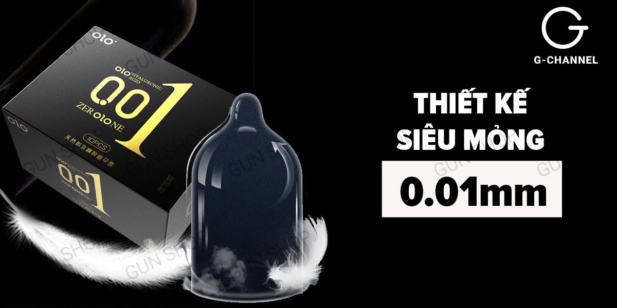 Bao cao su OLO 0.01 Đen siêu mỏng thơm vani Hộp 10 cái khuyến mãi