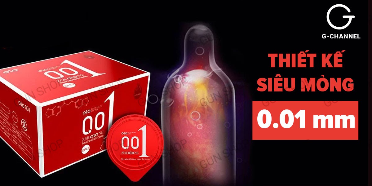 Bao cao su OLO 0.01 Đỏ siêu mỏng nóng ấm hộp 10 siêu kích thích