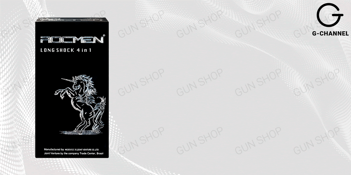 Bao cao su Rocmen Long Shock Kéo dài Hộp 12 cái Tăng khoái cảm An toàn
