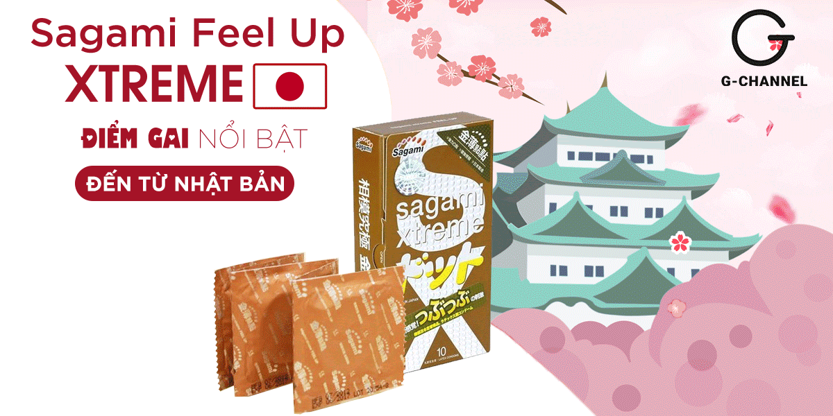Bao cao su Sagami Feel Up siêu mỏng siêu gai tăng khoái cảm Bao cao su Sagami Feel Up siêu mỏng siêu gai tăng khoái cảm