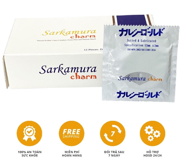 Bao cao su gai Sarkamura Charm Nhật siêu mỏng tăng khoái cảm