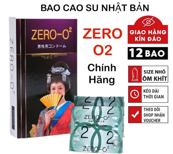 Bao cao su siêu mỏng Zero O2 Nhật Bản an toàn dễ chịu 12 cái Bao cao su siêu mỏng Zero O2 Nhật Bản an toàn dễ chịu 12 cái
