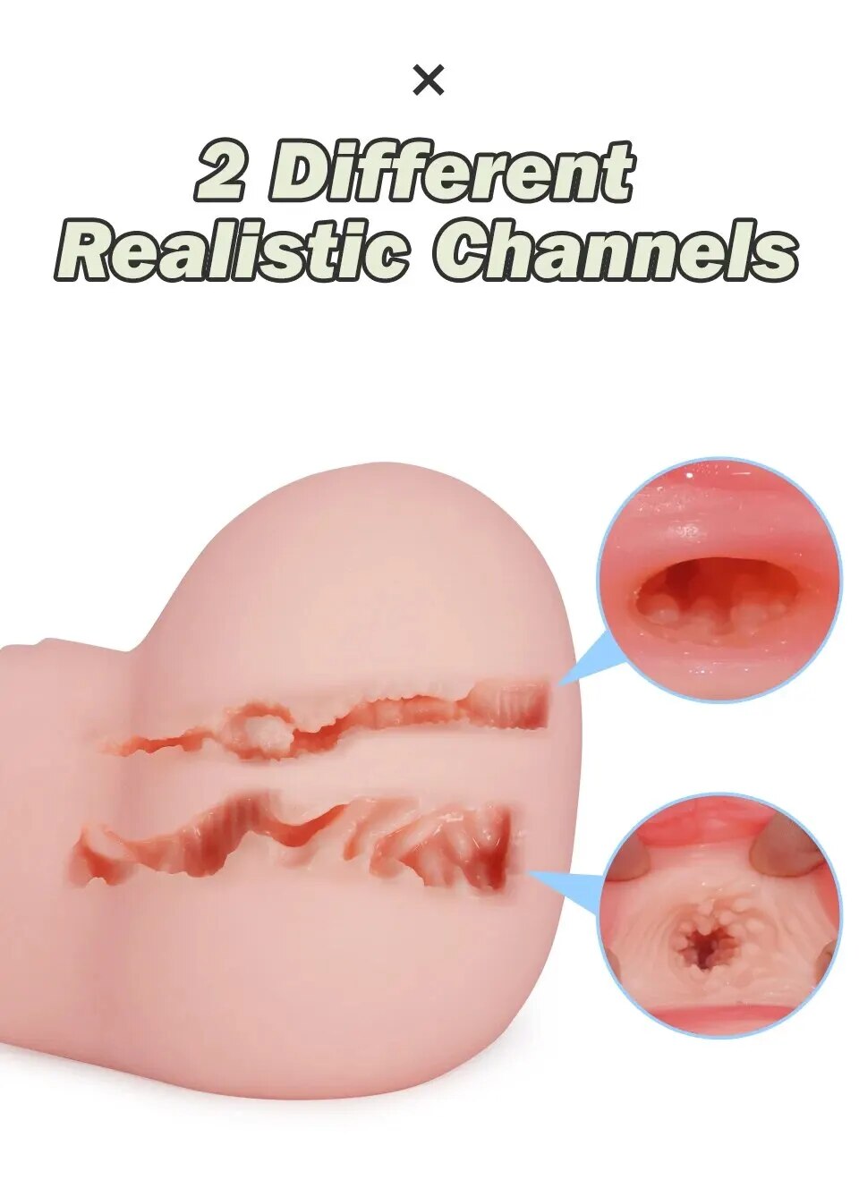 Mông giả silicon nguyên khối 3D lớn có lỗ âm đạo hậu môn, siêu thực, dễ dàng sử dụng