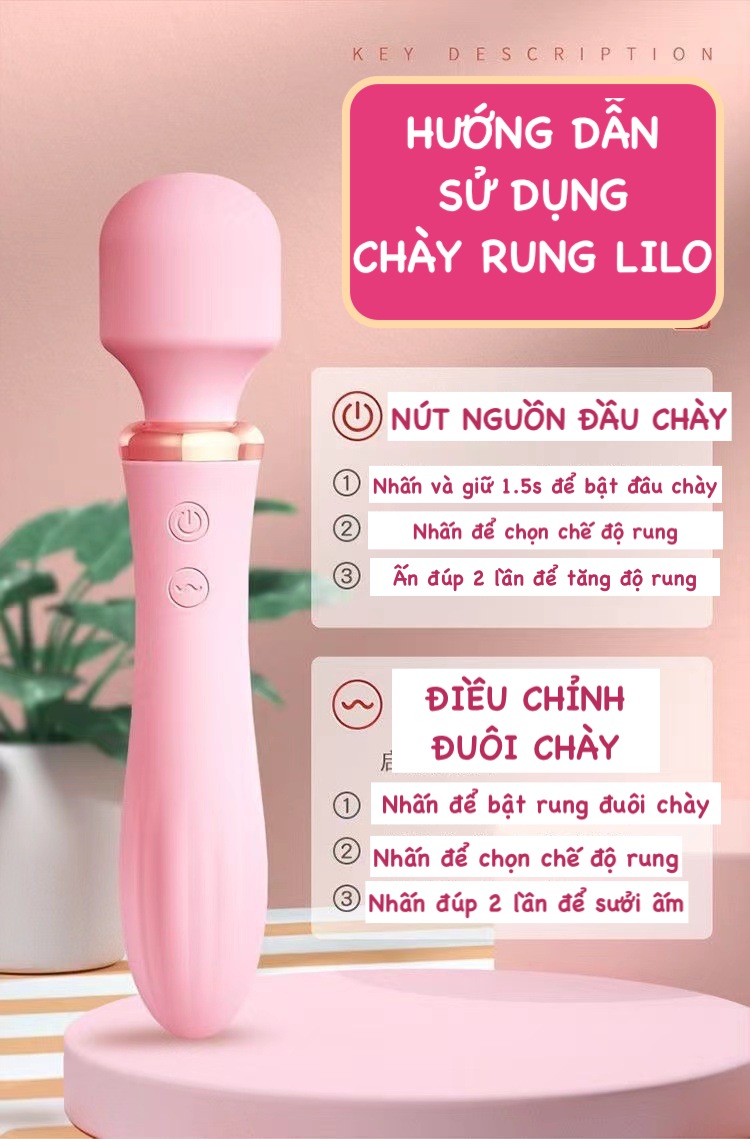 Chày rung 2 đầu LiLo massage điểm G không dây sưởi ấm
