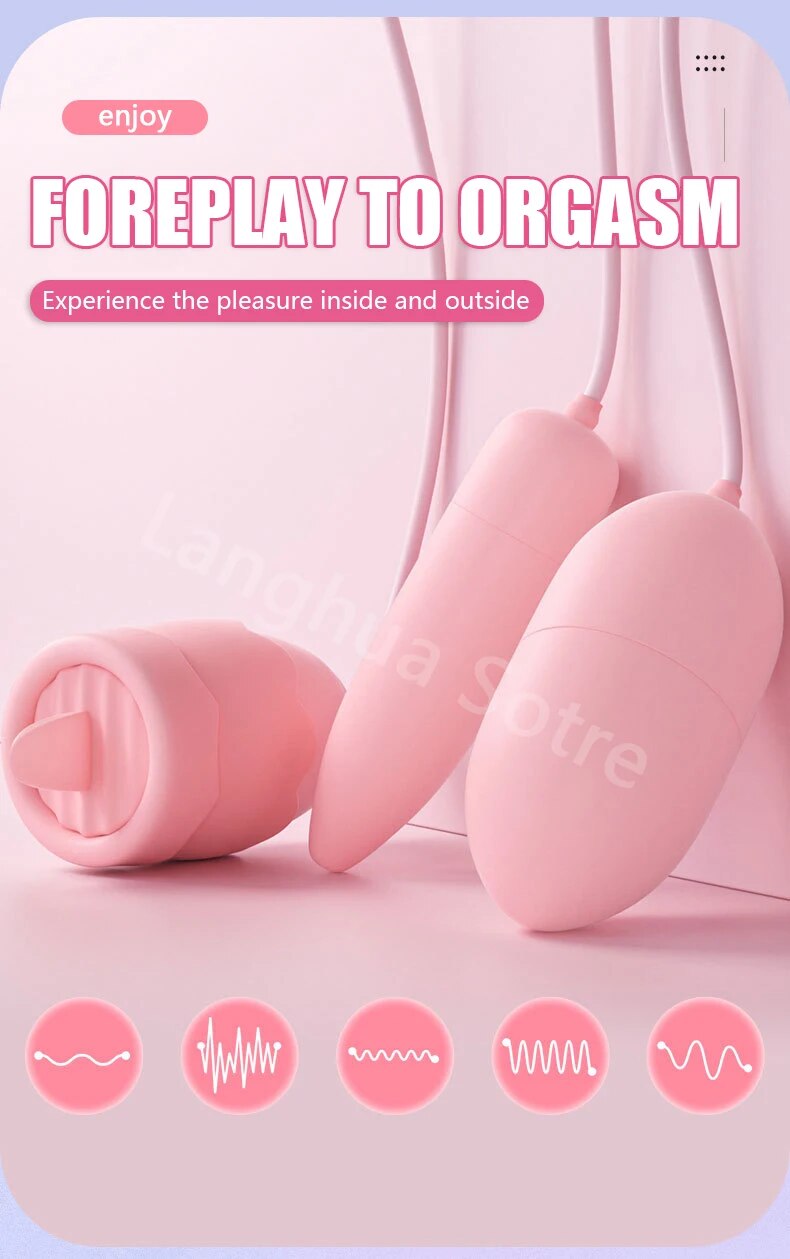 Trứng Rung Jiuuy 2 Đầu 3 in 1 Kèm Lưỡi Liếm - Tăng Khoái Cảm