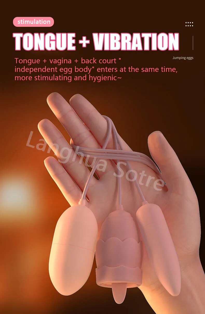 Trứng Rung Jiuuy 2 Đầu 3 in 1 Kèm Lưỡi Liếm - Tăng Khoái Cảm