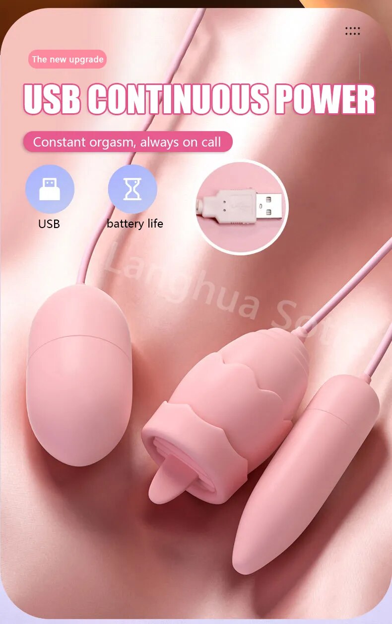 Trứng Rung Jiuuy 2 Đầu 3 in 1 Kèm Lưỡi Liếm - Tăng Khoái Cảm