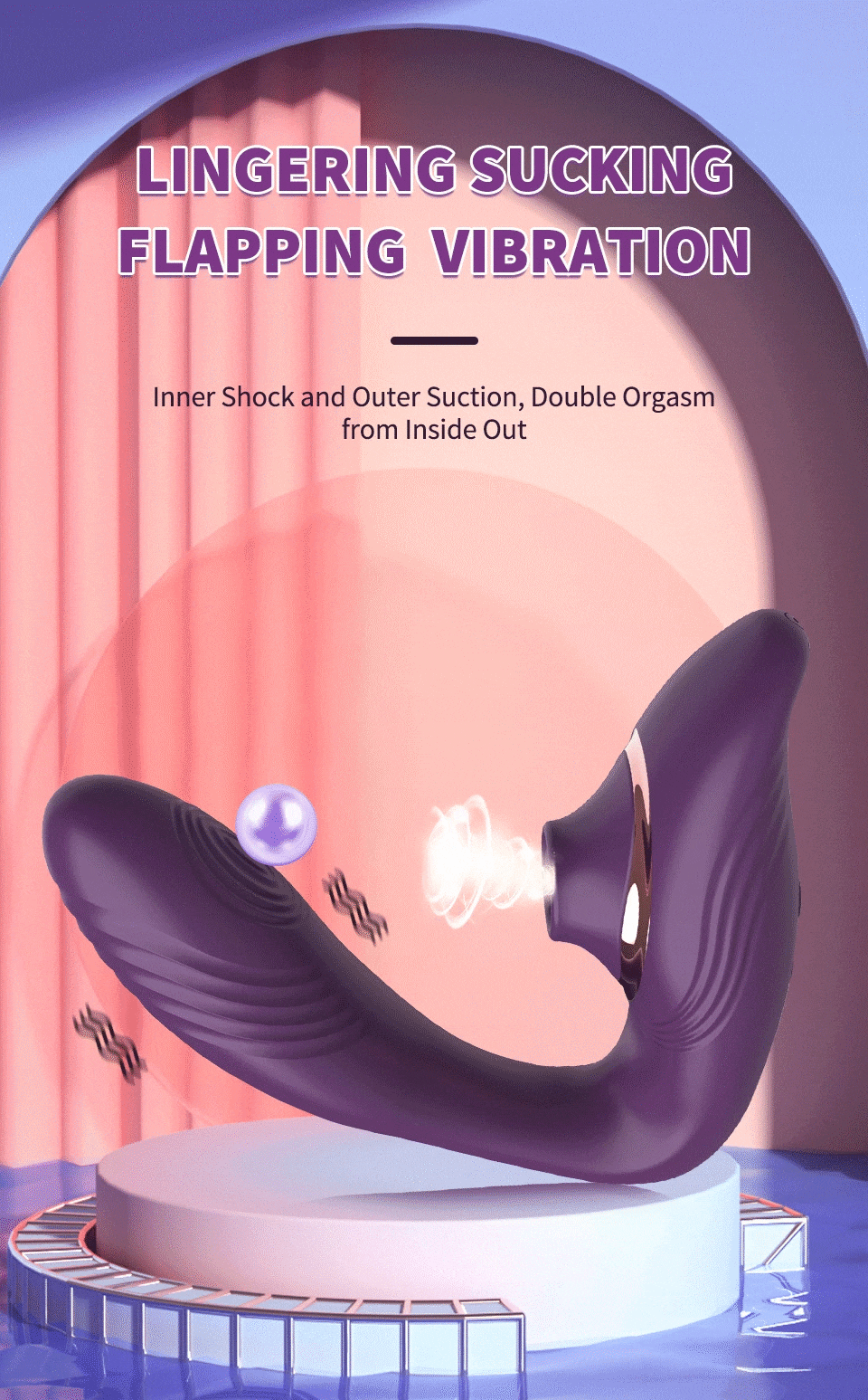 Máy Massage 2 Đầu Becky Rung Bú Hút - Tăng Khoái Cảm Cực Đỉnh