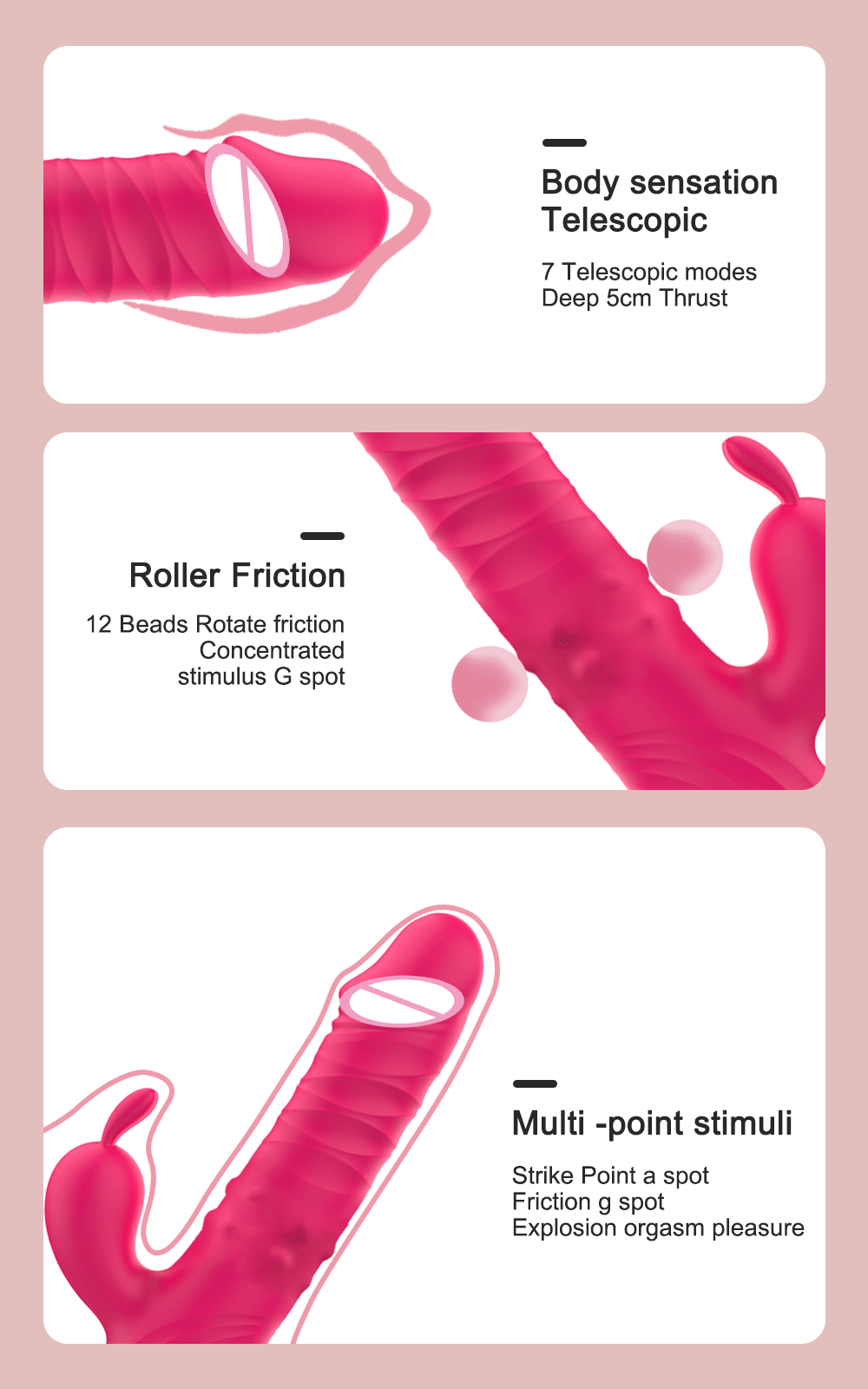 Dương vật giả xoay rung thụt đa năng tai thỏ kích thích mạnh