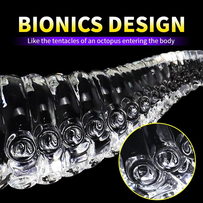 Dương vật giả cá sấu trong suốt siêu mềm nhiều xoáy dính tường