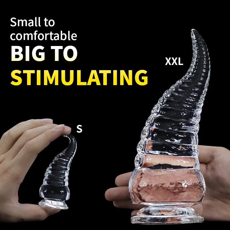 Dương vật giả cá sấu trong suốt siêu mềm nhiều xoáy dính tường