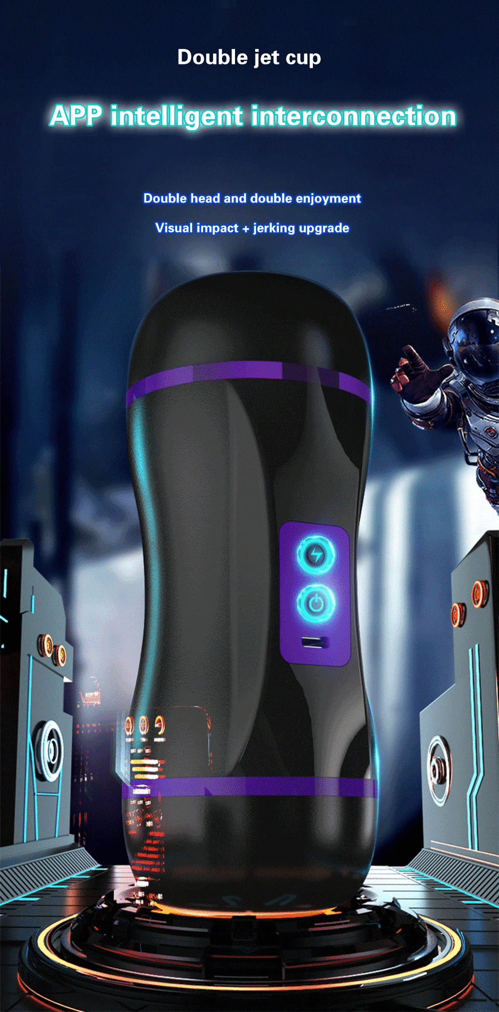 Âm đạo giả 3D 2 đầu rung hút mạnh điều khiển app siêu thực