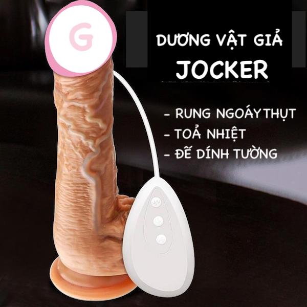 Dương vật giả Jocker đa năng rung thụt ngoáy nóng mượt có đế dính tường tiện dụng kích thích Dương vật giả Jocker đa năng rung thụt ngoáy nóng mượt có đế dính tường tiện dụng kích thích