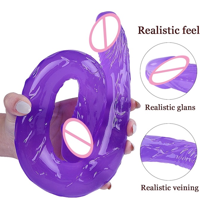 Dương vật giả 2 đầu trong suốt Double Dong đồ chơi les kích thích Dương vật giả 2 đầu trong suốt Double Dong đồ chơi les kích thích