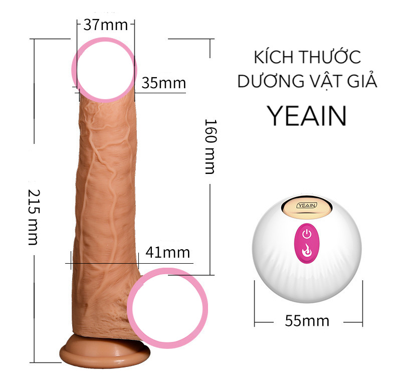 Dương vật giả YEAIN gắn tường rung thụt tỏa nhiệt điều khiển từ xa cao cấp
