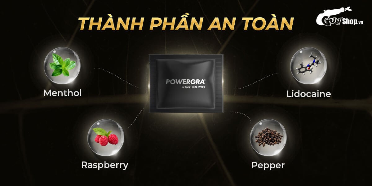 Khăn ướt Powergra Delay hộp 10 chiếc kéo dài thời gian quan hệ