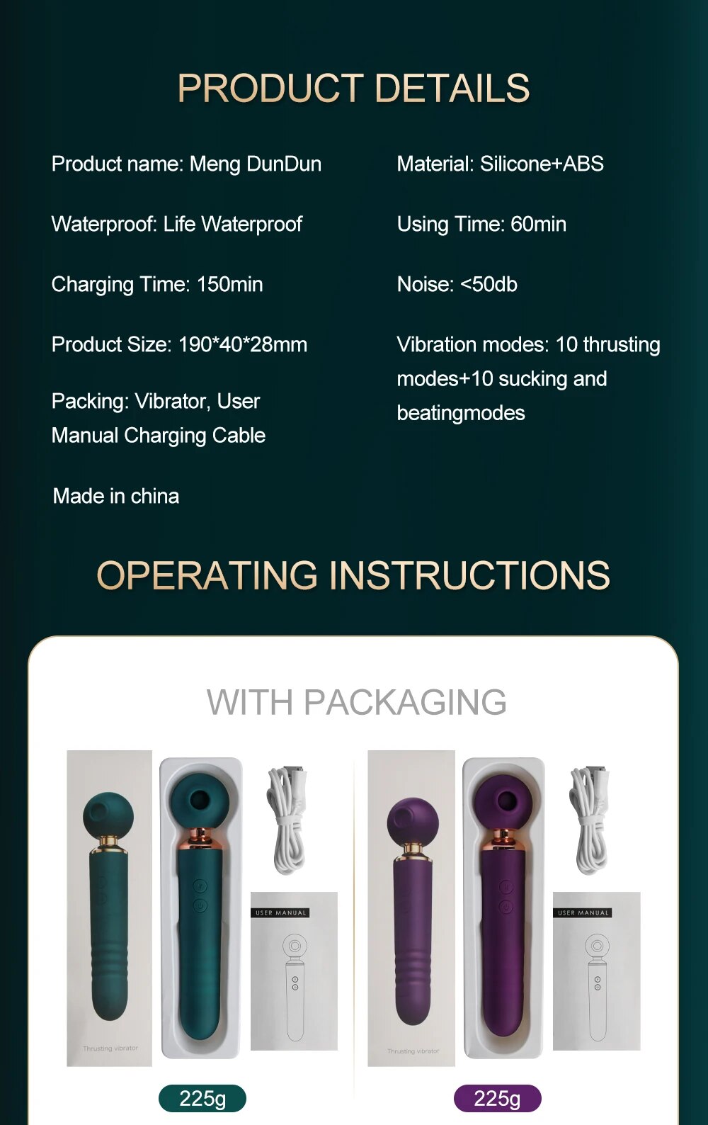 Chày rung 2 đầu 3 in 1 thụt hút massage kích thích cảm xúc