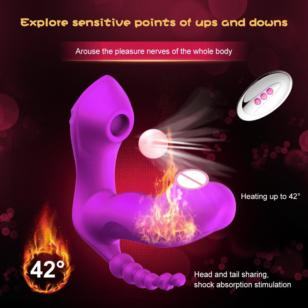 Máy massage 3in1 rung kích thích điểm G bú hút âm đạo nóng hổi