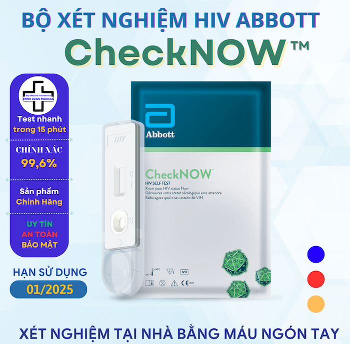 Kit test HIV CheckNow Abbott Mỹ chính xác, nhanh gọn tại nhà Kit test HIV CheckNow Abbott Mỹ chính xác, nhanh gọn tại nhà