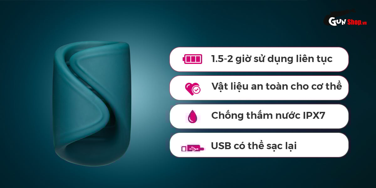 Vòng đeo dương vật Lovense Gush điều khiển app tăng cực khoái