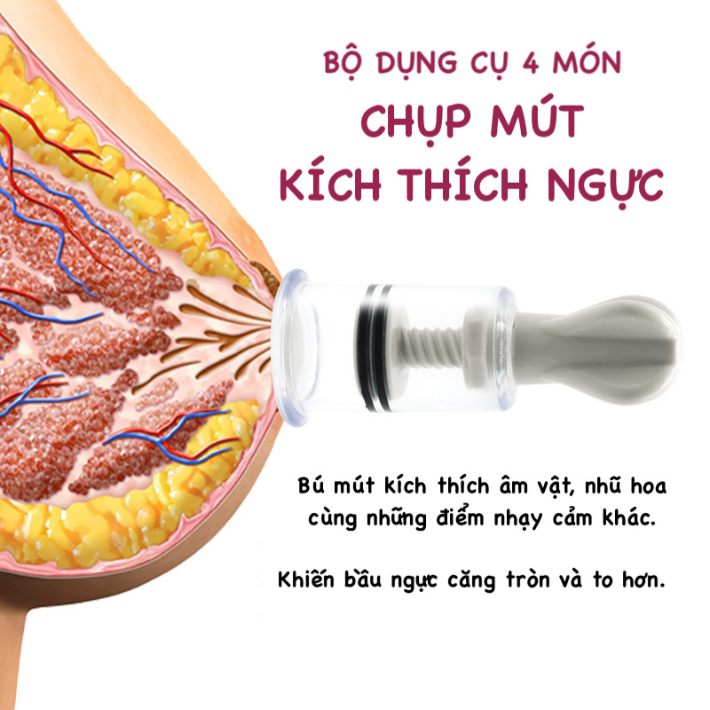 Bộ dụng cụ kích thích ngực hút chân không giảm stress siêu kích thích an toàn