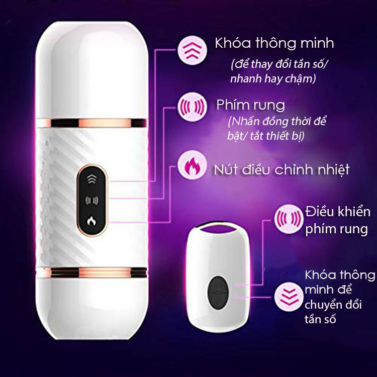 Dương vật giả Cyclone Fire rung thụt điều khiển xa sưởi ấm sạc USB kích thích mạnh