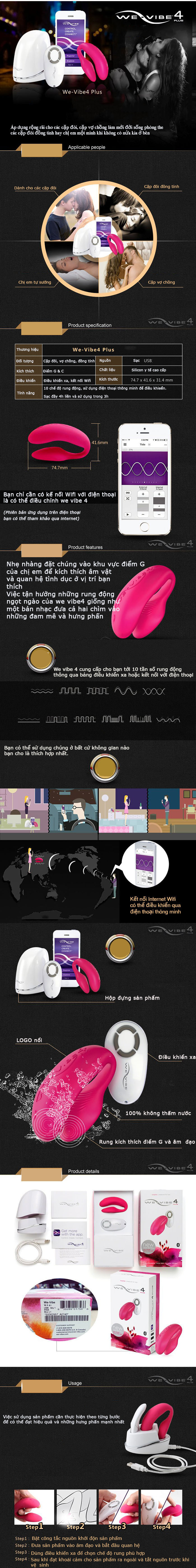 Mát xa điểm G We Vibe 4 Plus Bluetooth sang trọng dễ dùng Mát xa điểm G We Vibe 4 Plus Bluetooth sang trọng dễ dùng