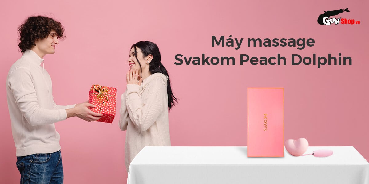 Máy bú mút Svakom 2 đầu Peach Dolphin tặng trứng rung kích thích