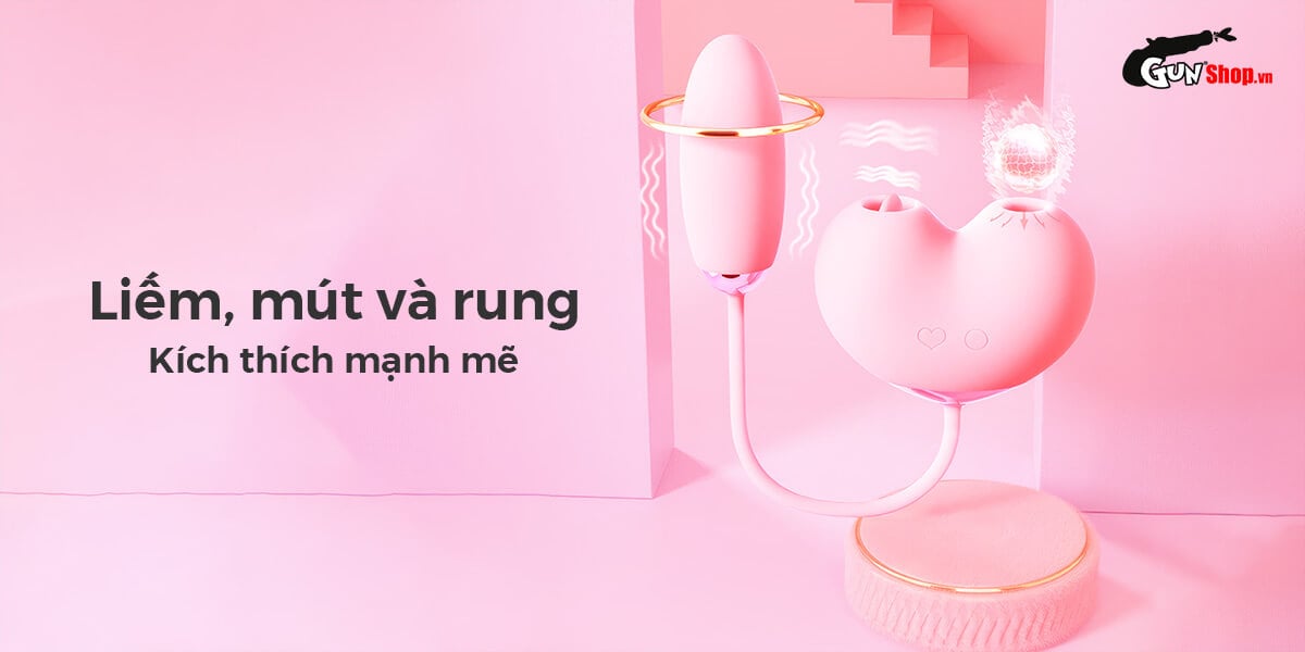 Máy bú mút Svakom 2 đầu Peach Dolphin tặng trứng rung kích thích