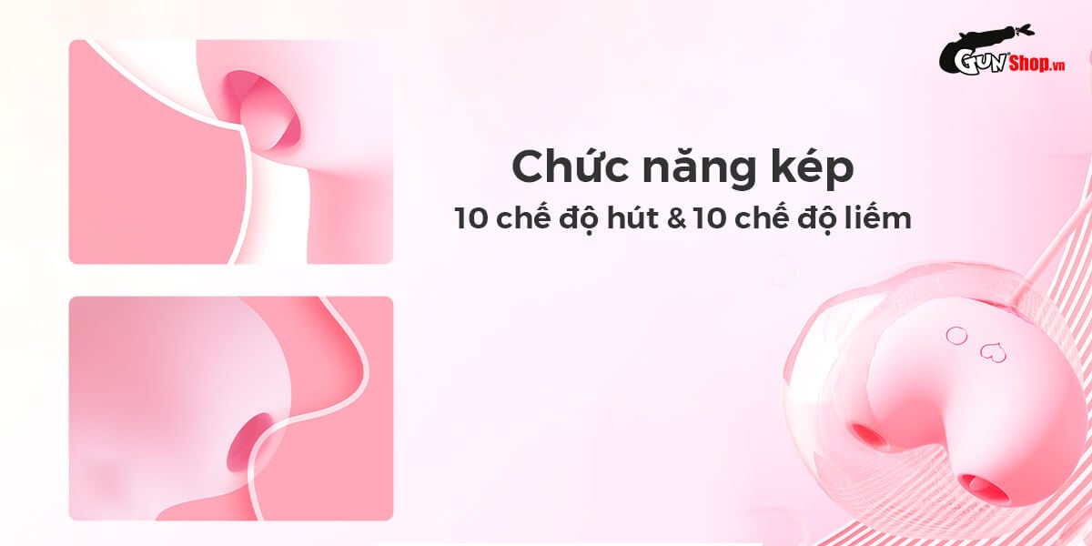 Máy bú mút Svakom 2 đầu Peach Dolphin tặng trứng rung kích thích