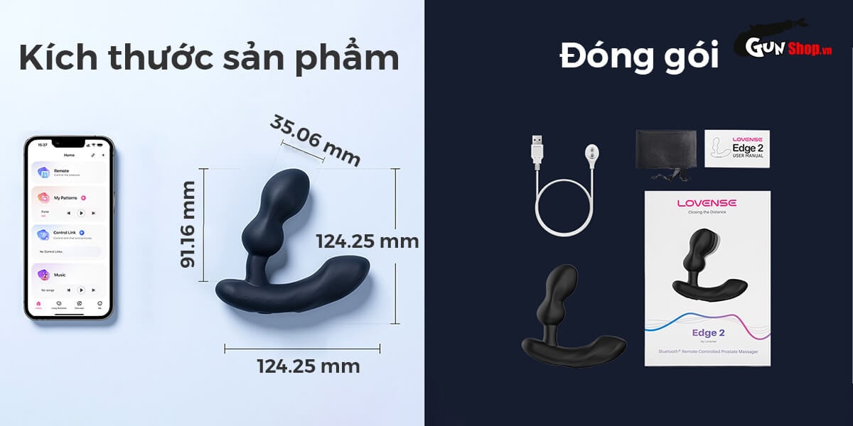 Lovense Edge 2 máy massage tuyến tiền liệt L hình điều khiển app tiện lợi Lovense Edge 2 máy massage tuyến tiền liệt L hình điều khiển app tiện lợi