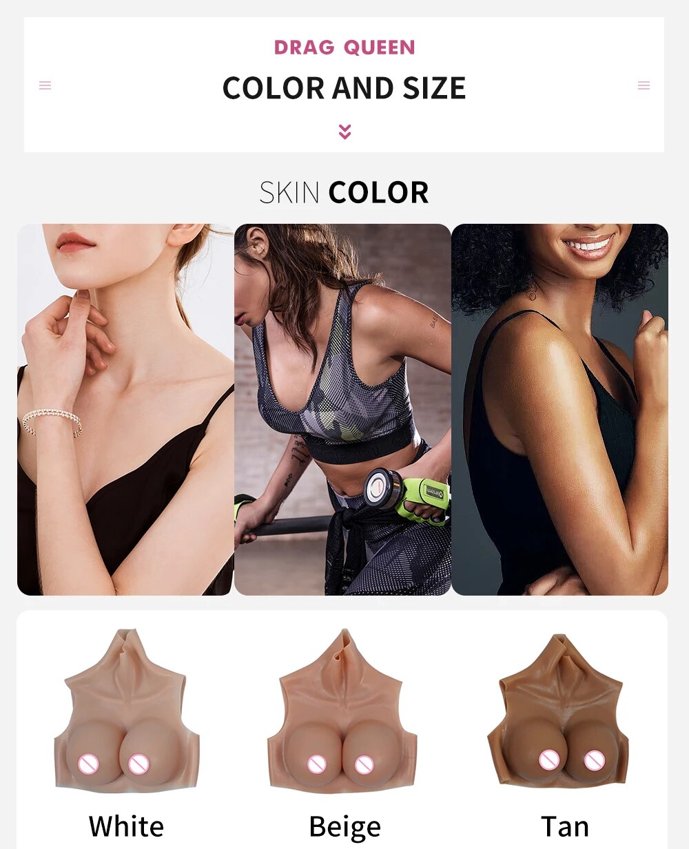 Ngực giả Silicone Cosplay Drag Queen nam nữ Siêu Thật, Mềm Mại