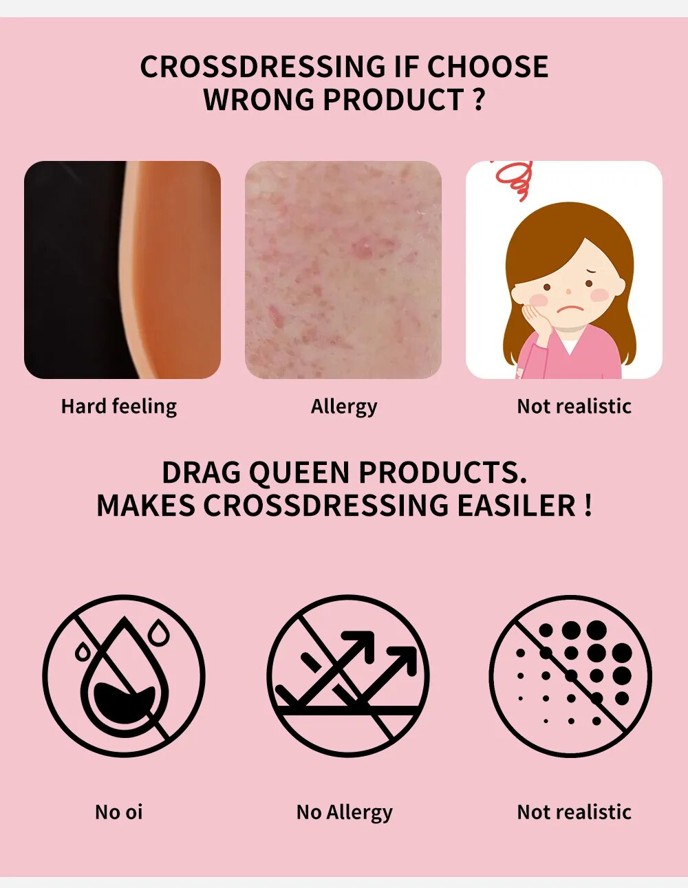 Ngực giả Silicone Cosplay Drag Queen nam nữ Siêu Thật, Mềm Mại