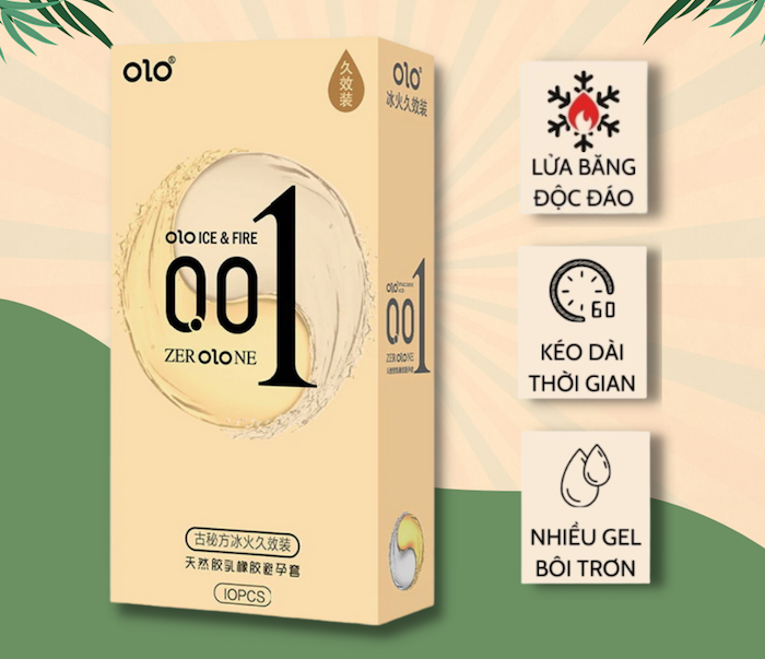 Bao cao su Olo Ice Fire siêu mỏng 0.01 cảm giác nóng lạnh kích thích Bao cao su Olo Ice Fire siêu mỏng 0.01 cảm giác nóng lạnh kích thích