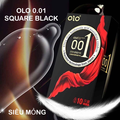 Bao cao su Olo 0.01 siêu mỏng đen Square Black hộp 10c an toàn Bao cao su Olo 0.01 siêu mỏng đen Square Black hộp 10c an toàn