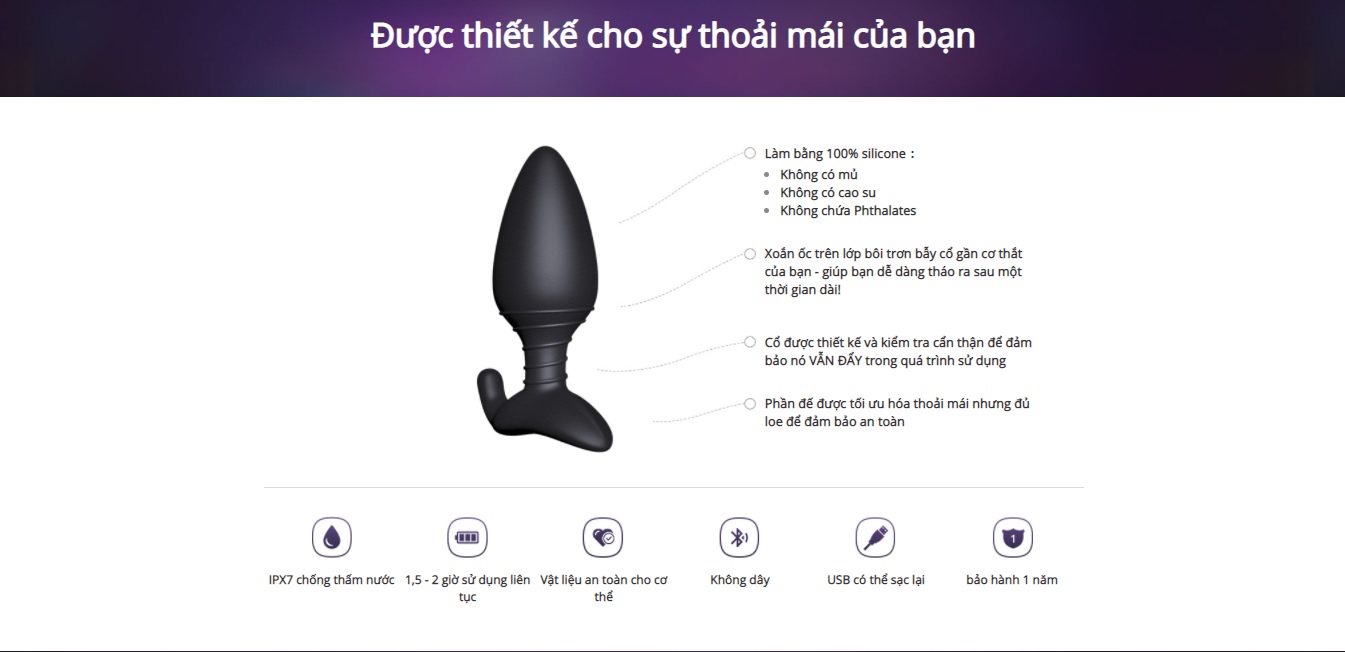 Phích Cắm Hậu Môn Rung Mạnh Nhất - Điều Khiển App Lovense