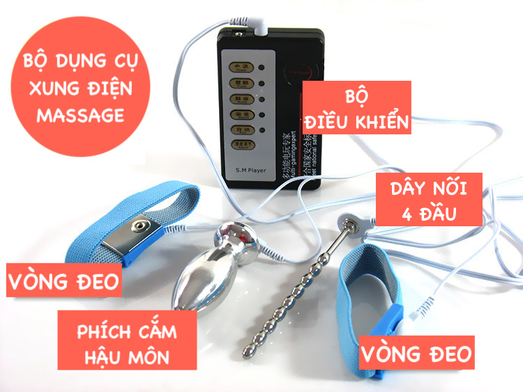 Bộ dụng cụ xung điện massage hậu môn dương vật kích thích cực mạnh Bộ dụng cụ xung điện massage hậu môn dương vật kích thích cực mạnh