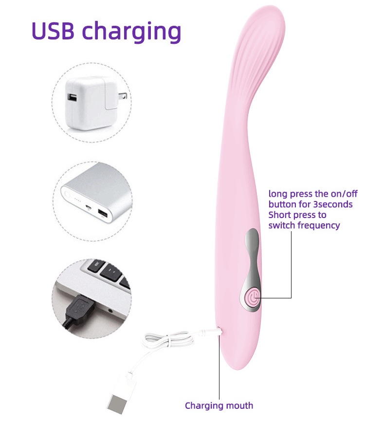 Que Rung Móc Điểm G Guerlani Silicone Pin Sạc 10 Chế Độ