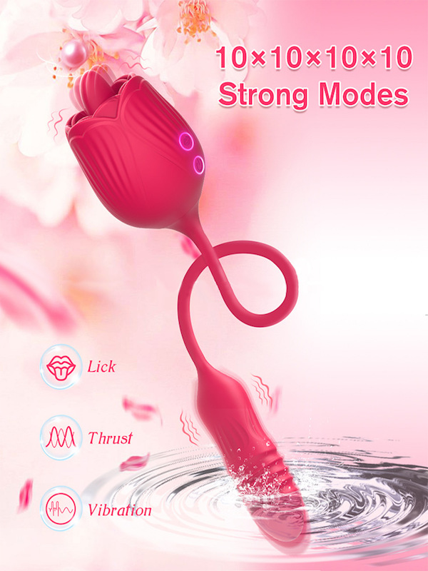 Trứng Rung Hoa Hồng Thụt Mạnh Liếm Massage Điểm G Kích Thích